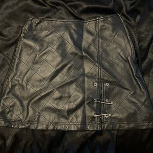 Goth punk rock black leather skirt